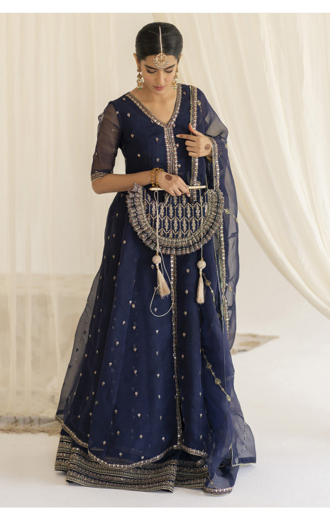 Deep Blue Anarkali